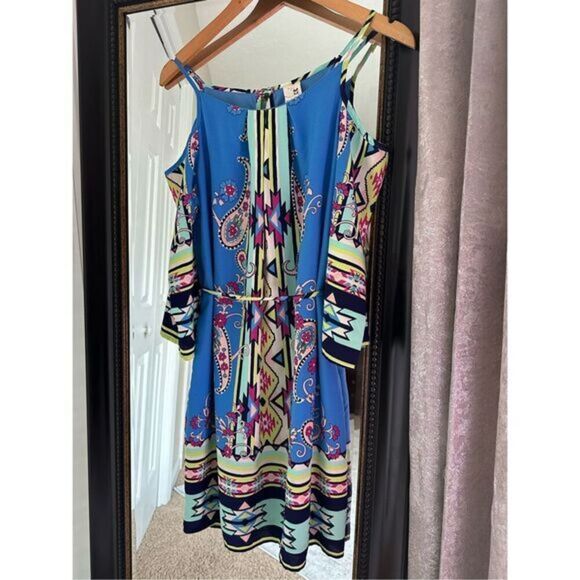 Pink Owl Cold Shoulder A Line Dress Size Small - Picture 2 of 5